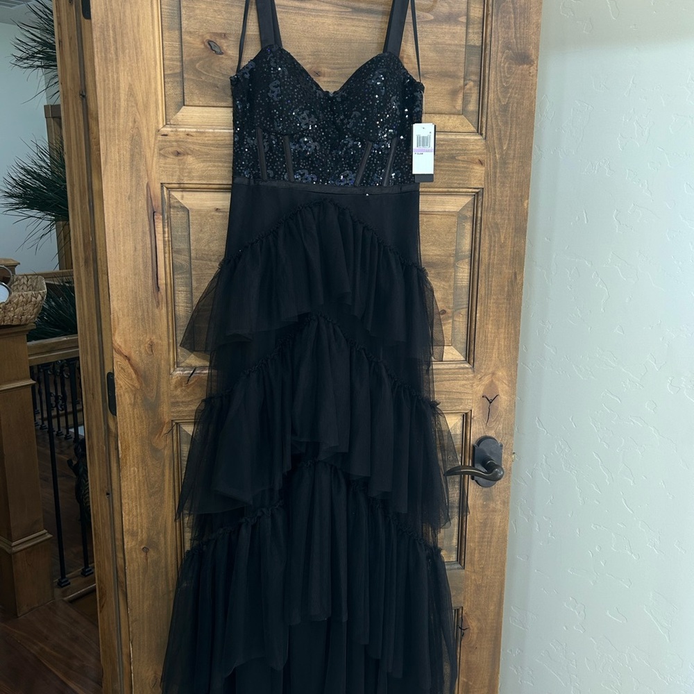 Glam Black Sequin Prom Dress